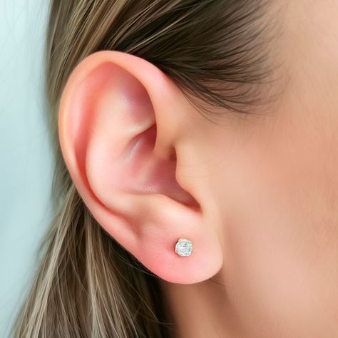 Aros Cuadrado Circón Blanco 4mm Enchapado Oro 18K-3