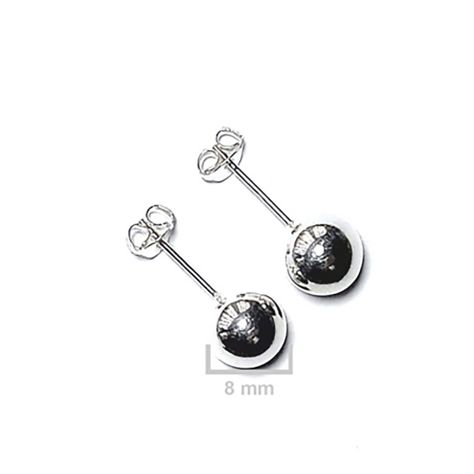Aros Bola 8mm Plata Fina 925-1