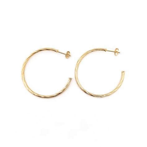 Aros Argollas Torcidas 40mm Enchapado Oro 18K-0
