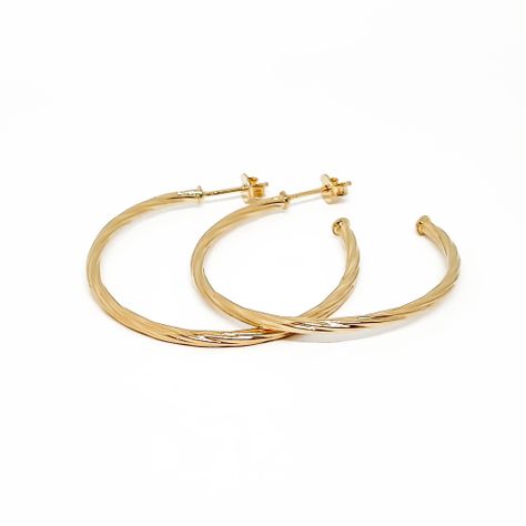 Aros Argollas Torcidas 40mm Enchapado Oro 18K-1