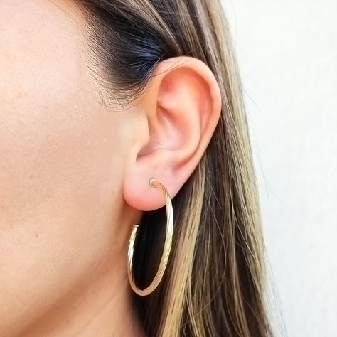 Aros Argollas Torcidas 40mm Enchapado Oro 18K-2
