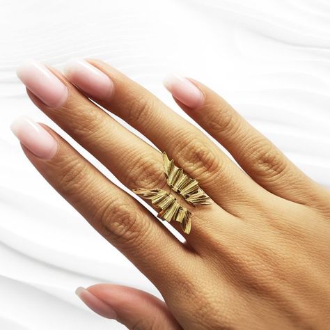 Anillo Mariposa Adaptable Enchapado Oro 18K-1