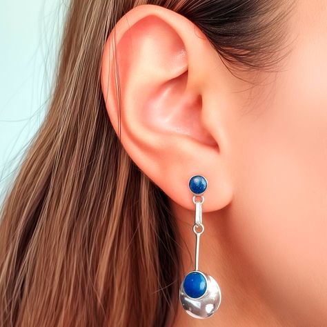 Set Lapislázuli Aros y Colgante Círculo Plata Fina 950-2