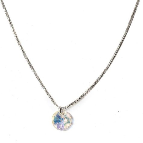 Collar Punto De Luz Cristal Austriaco Aurore Boreale Plata Fina 925-0
