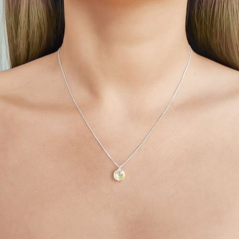 Collar Punto De Luz Cristal Austriaco Aurore Boreale Plata Fina 925-1