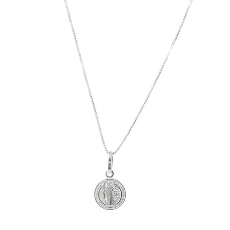 Collar Medalla San Benito Veneciana Plata Fina 925-0