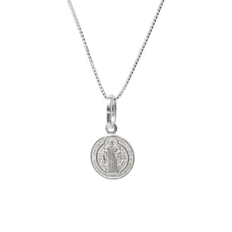 Collar Medalla San Benito Veneciana Plata Fina 925-1