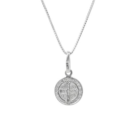 Collar Medalla San Benito Veneciana Plata Fina 925-2