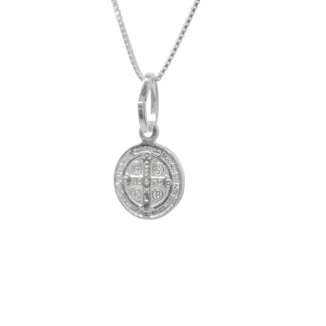 Collar Medalla San Benito Veneciana Plata Fina 925-3