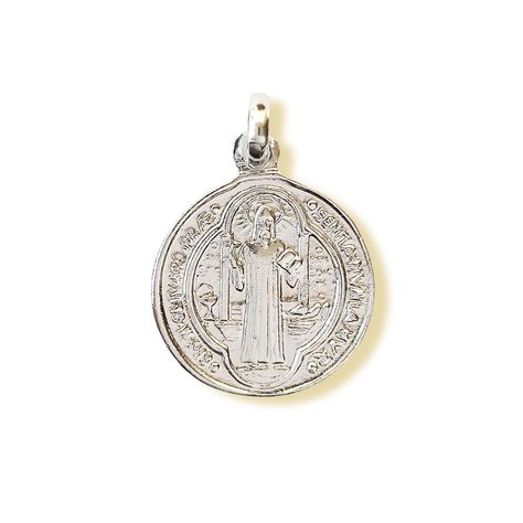 Colgante Medalla San Benito 19mm Plata Fina 925-0