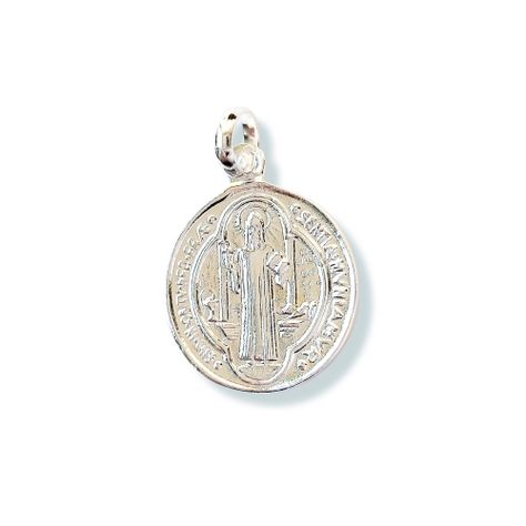 Colgante Medalla San Benito 19mm Plata Fina 925-1