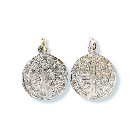 Colgante Medalla San Benito 19mm Plata Fina 925-2