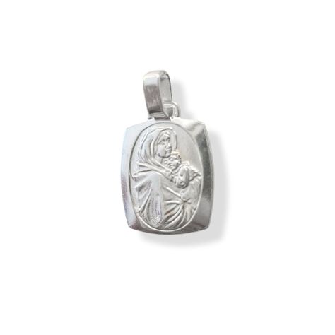 Colgante Medalla Virgen Niño Plata Fina 925-0