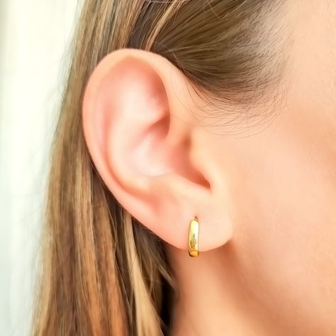 Aros Argollas Bisagra 11mm Enchapado Oro 18K-2