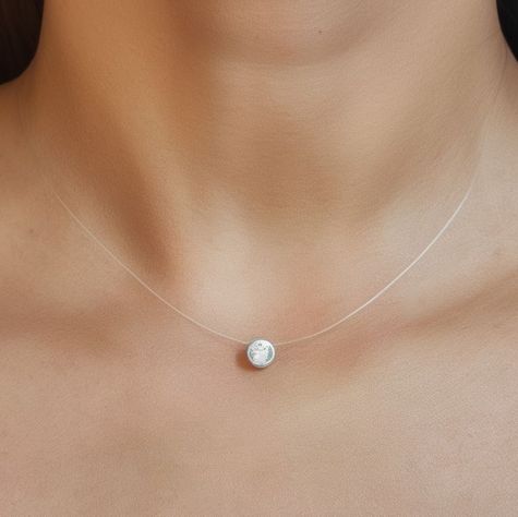 Collar Invisible Punto De Luz 45cm Plata Fina 925-1