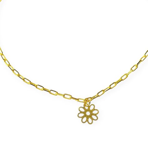 Tobillera Eslabón Flor Calada Enchapado Oro 18K-1