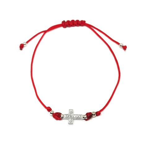 Pulsera Cruz Circón Blanco Plata Fina 925-0