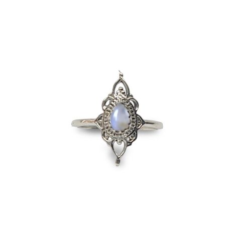 Anillos Ishani Piedra Luna Plata Fina 925-0