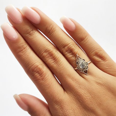 Anillos Ishani Piedra Luna Plata Fina 925-3