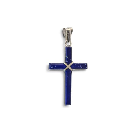 Colgante Lapislázuli Cruz Plata Fina 925-0