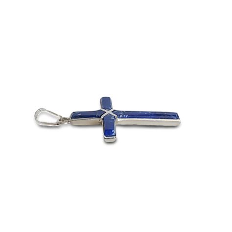 Colgante Lapislázuli Cruz Plata Fina 925-1