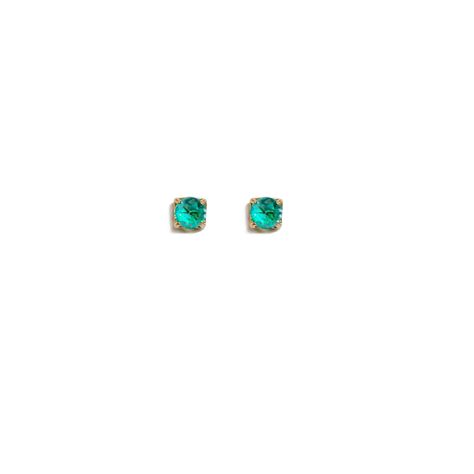 Aros Cuadrado Circón Verde 4mm Enchapado Oro 18K-1