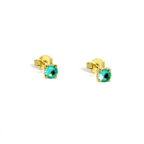 Aros Cuadrado Circón Verde 4mm Enchapado Oro 18K-2