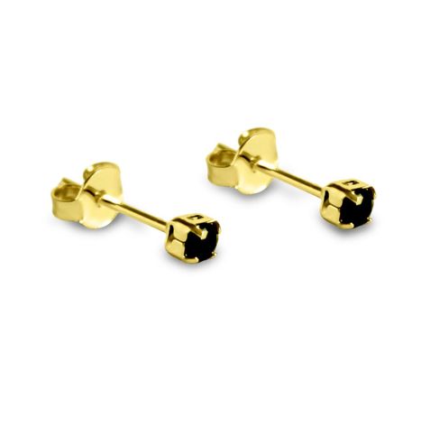 Aros Circón Negro 2mm Enchapado Oro 18K-0