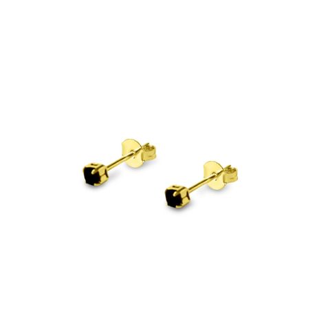 Aros Circón Negro 2mm Enchapado Oro 18K-2