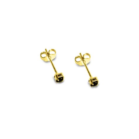 Aros Circón Negro 2mm Enchapado Oro 18K-3