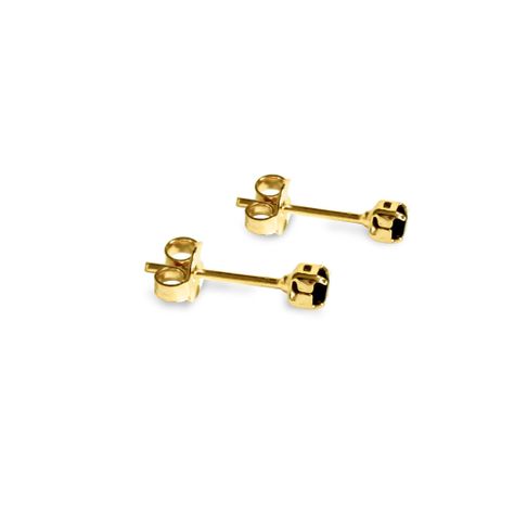 Aros Circón Negro 2mm Enchapado Oro 18K-4