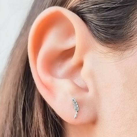 Aros Pluma Mini Plata Fina 925-1