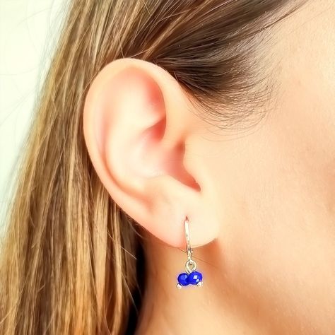 Aros Argollas Cristales Azules Enchapado Oro 18K-2