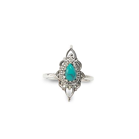 Anillos Ishani Piedra Turquesa Plata Fina 925 #19-0
