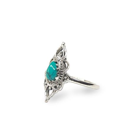 Anillos Ishani Piedra Turquesa Plata Fina 925 #19-1