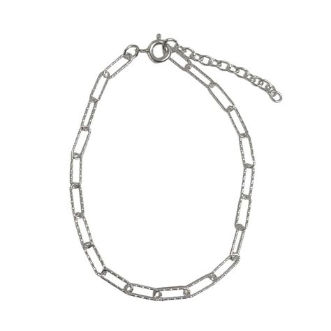 Pulsera Eslabón Alargado Satinado 9x3mm Plata Fina 925-0