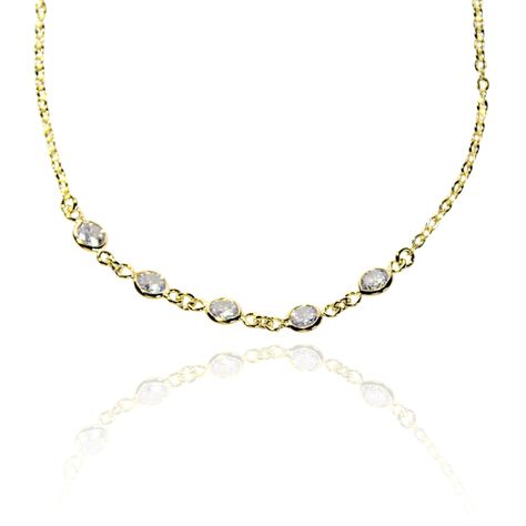 Tobillera 5 Circones Blanco Enchapado Oro 18K-1