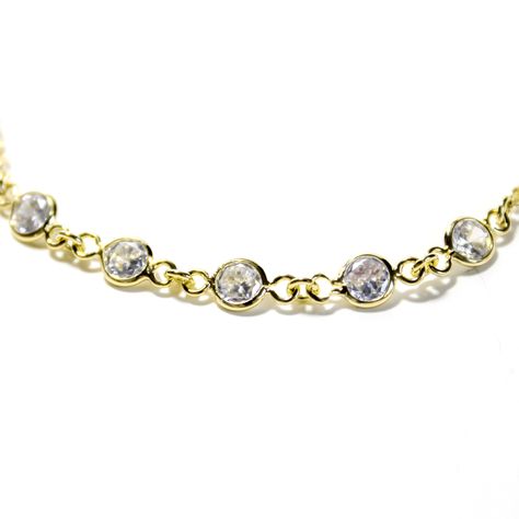 Tobillera 5 Circones Blanco Enchapado Oro 18K-2
