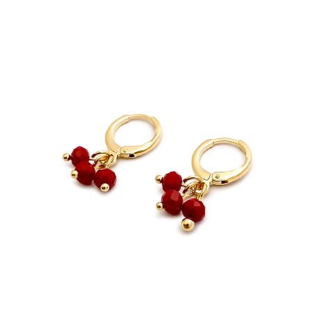 Aros Argolla Cristal Rojo Enchapado Oro 18K-1