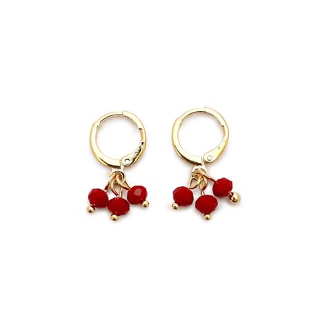 Aros Argolla Cristal Rojo Enchapado Oro 18K-0