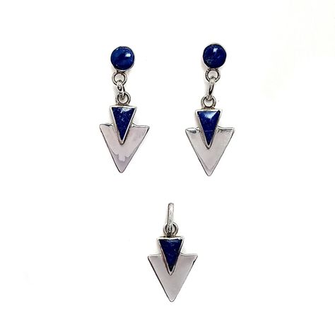 Set Colgante Aros Flechas Lapislázuli Plata Fina 925-0