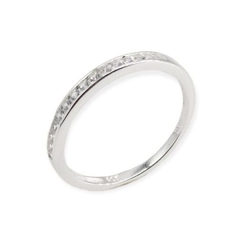 Anillo Patricia Circón Medio Cintillo Plata Fina 925-0