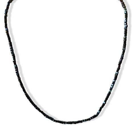 Collar Cubo Cristal Negro 2mm Enchapado Oro 18K-0