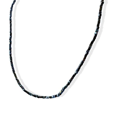 Collar Cubo Cristal Negro 2mm Enchapado Oro 18K-1