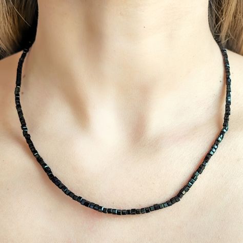 Collar Cubo Cristal Negro 2mm Enchapado Oro 18K-2