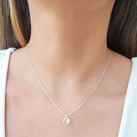 Collar Punto De Luz Cristal Austriaco Aurore Boreale 6mm Plata Fina 925 45cm-2