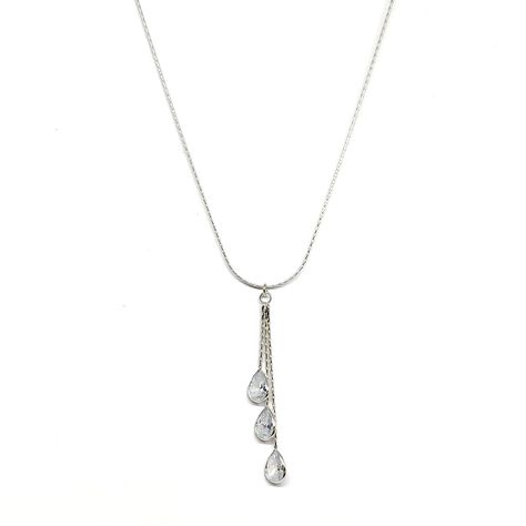Collar 3 Gotas Colgante Circón Corbatero Plata Fina 925-0
