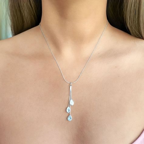 Collar 3 Gotas Colgante Circón Corbatero Plata Fina 925-2