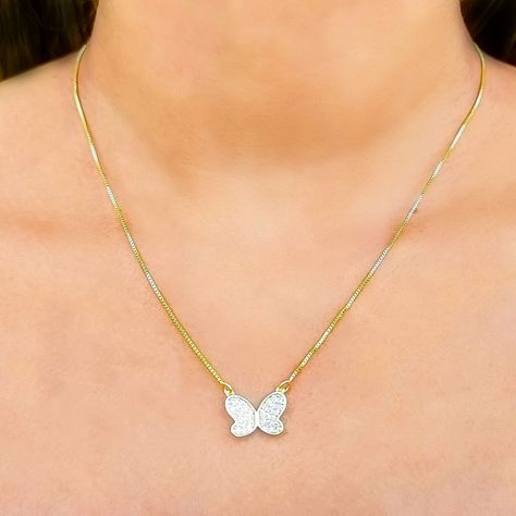 Collar Mariposa Circón Veneciana Enchapado Oro 18K-2