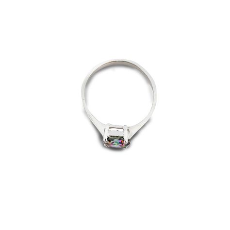 Anillo Solitario 4 Grifas Topacio Místico #19 Plata Fina 925-1